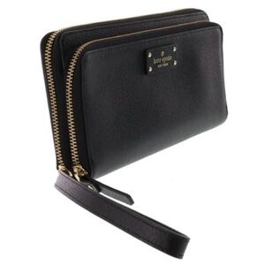 Kate Spade Grove Street Anita Leather Wristlet Clutch Wallet Black Travel